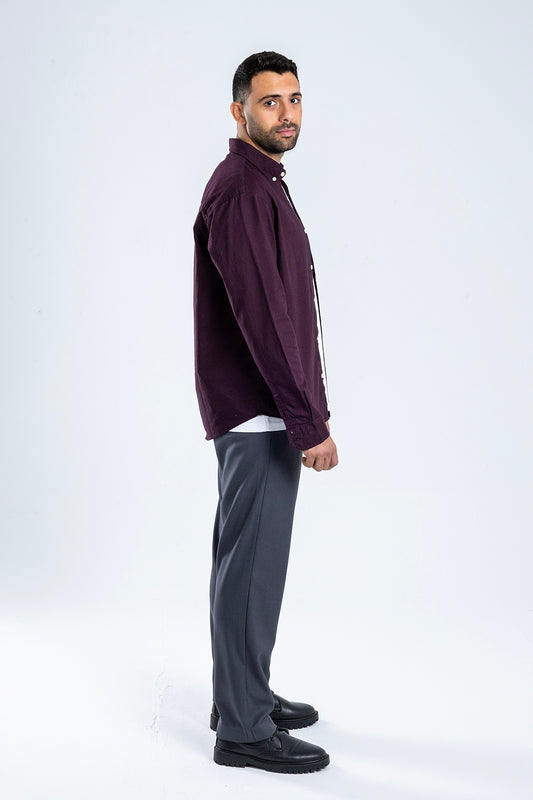 Button-up . Oxford shirt - Burgundy