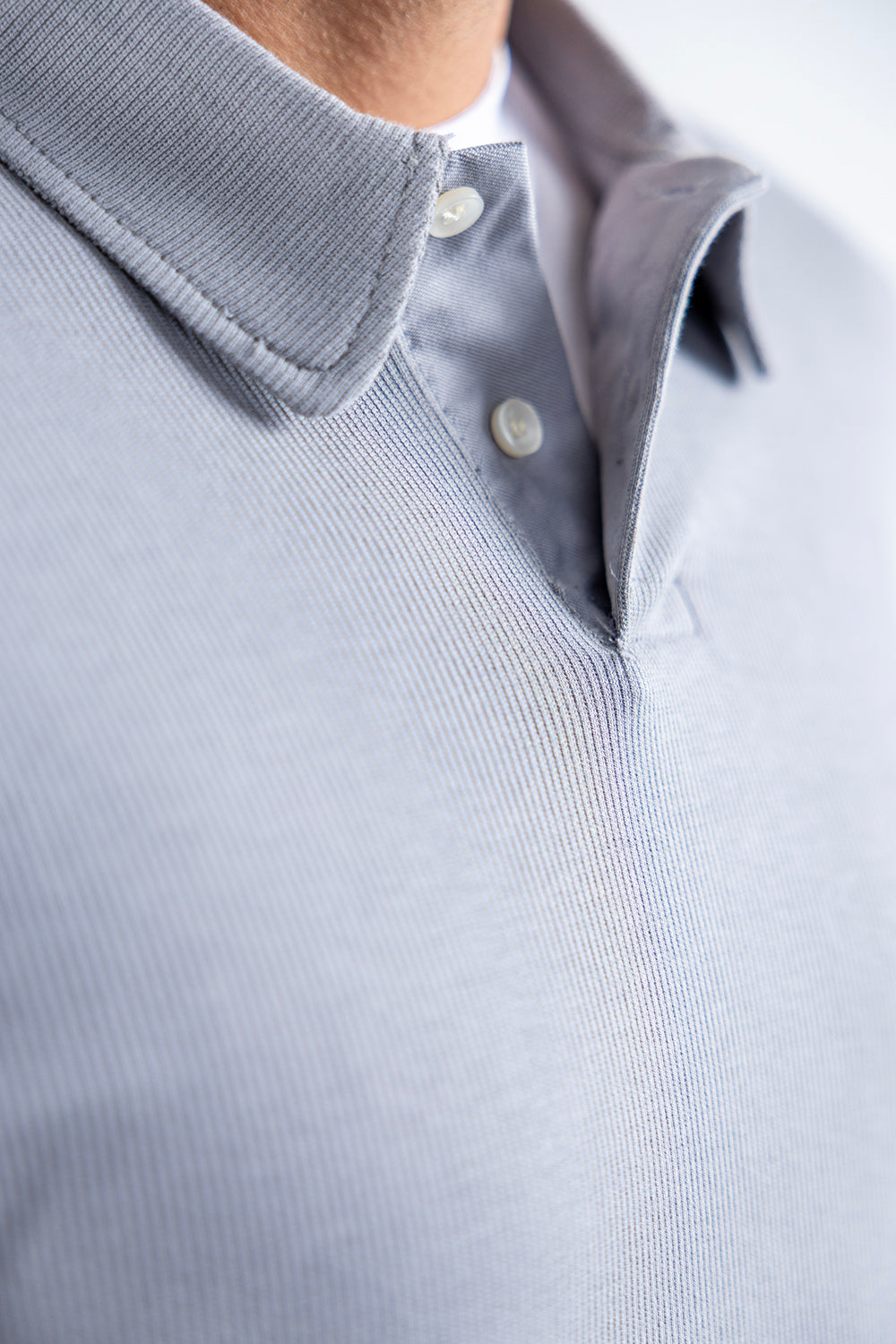 COTTON POLO SWEATER - grey