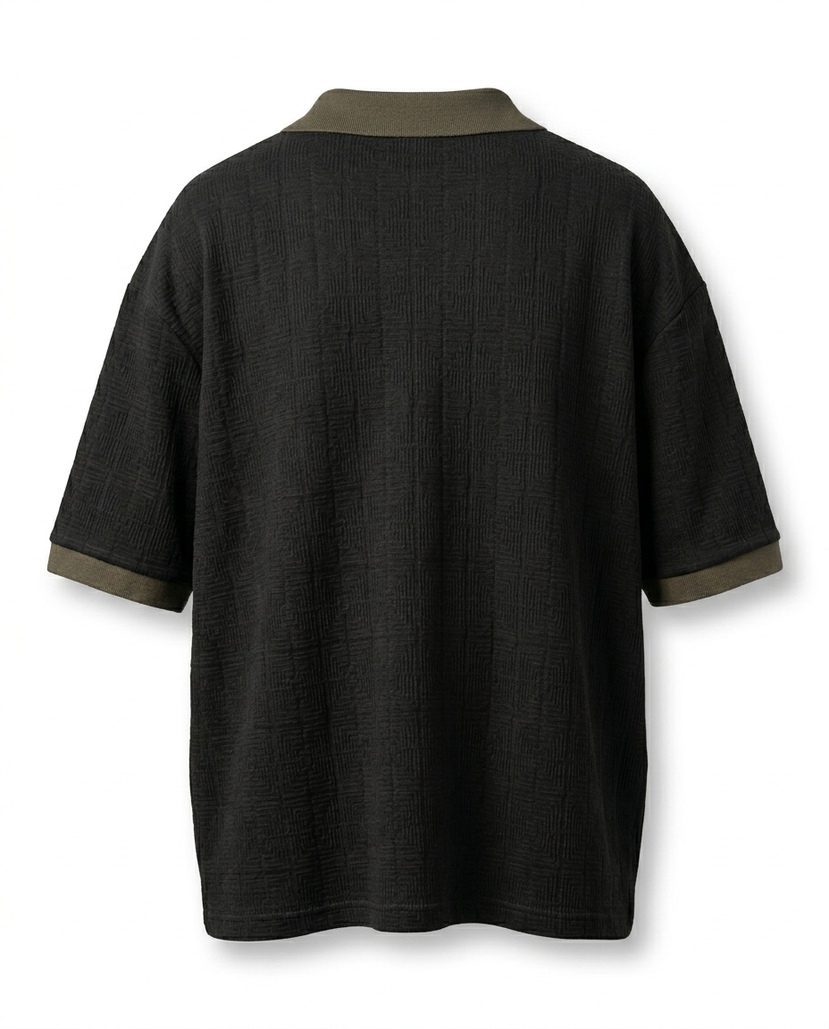 Textured Cotton Polo – Relaxed Fit - Black
