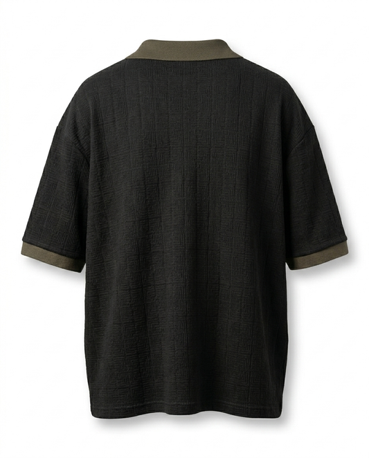 Textured Cotton Polo – Relaxed Fit - Black