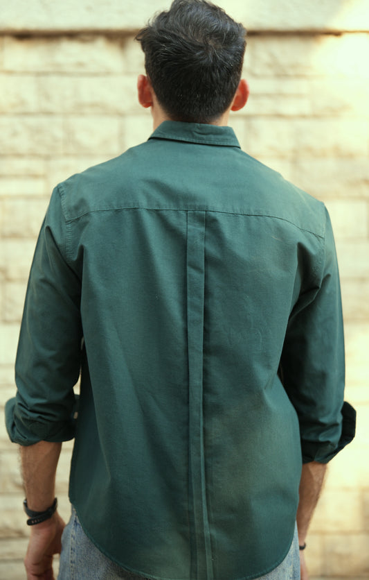 Button-up . Oxford shirt -Dark Olive