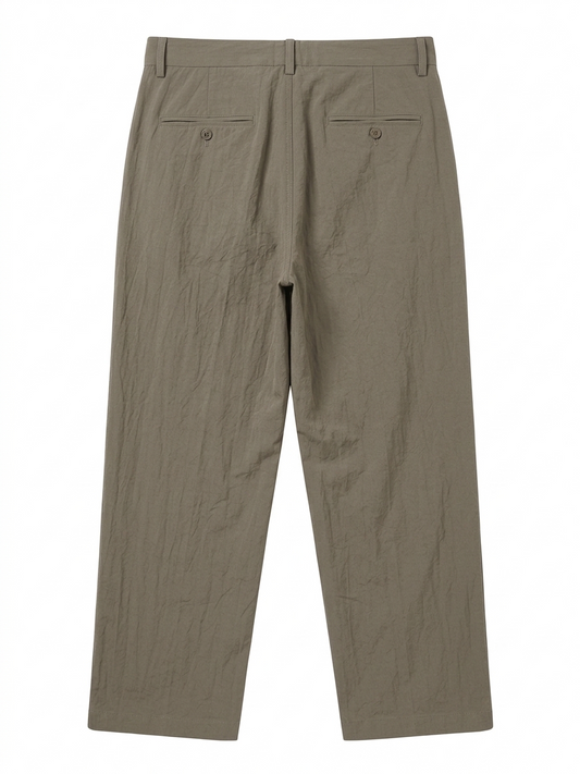 Wide Leg Pleated Pants – soft Old Money Style - olive grey