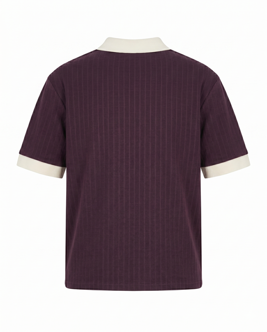 Textured Cotton Polo – Relaxed Fit - Burgundy