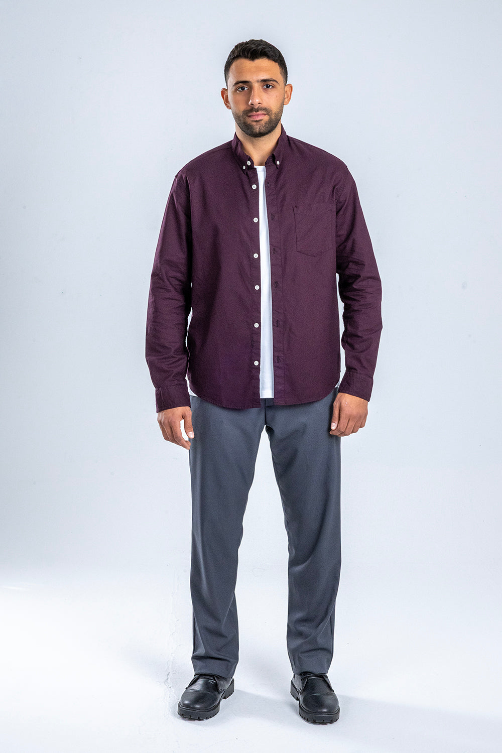 Button-up . Oxford shirt - Burgundy