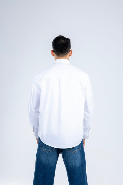 Button-up . Oxford shirt -White