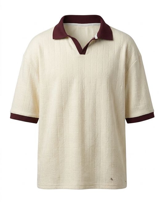 Textured Cotton Polo – Relaxed Fit - off white