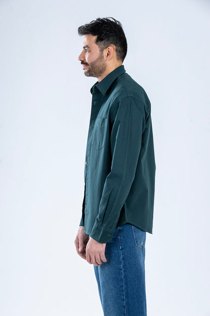 Button-up . Oxford shirt -Dark Olive