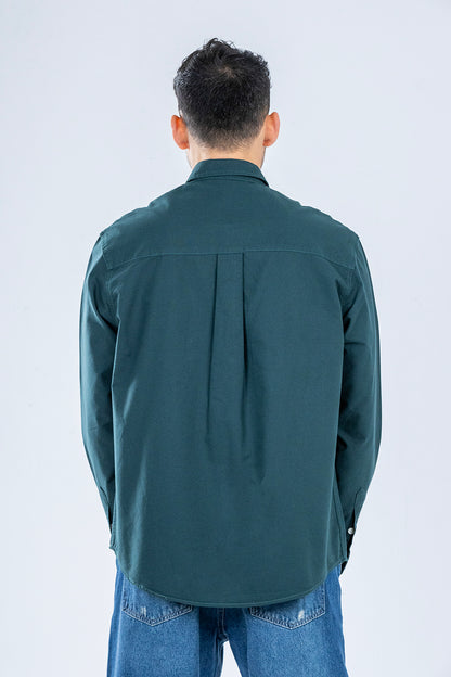 Button-up . Oxford shirt -Dark Olive