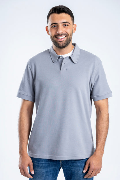 COTTON POLO SWEATER - grey