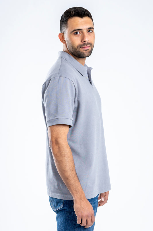 COTTON POLO SWEATER - grey