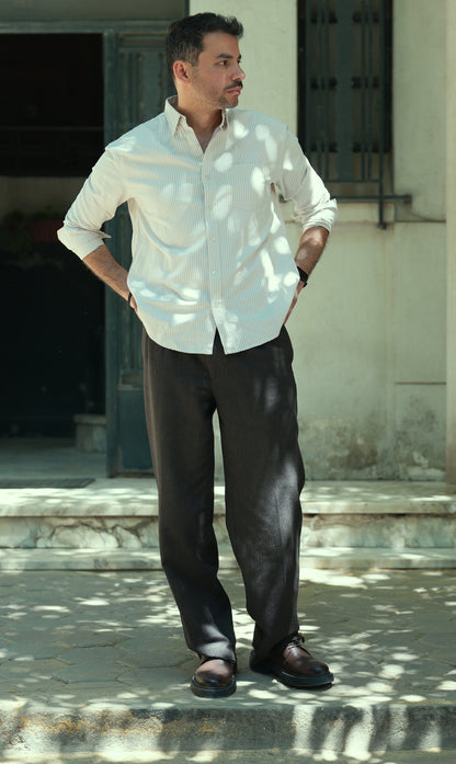 Coastal Stripe Oxford Shirt - Beige