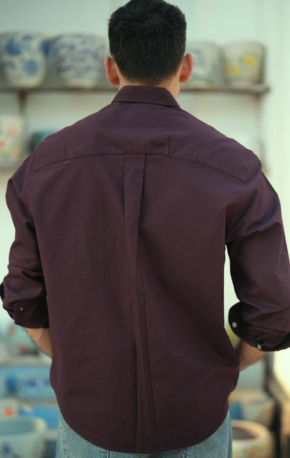 Button-up . Oxford shirt - Burgundy