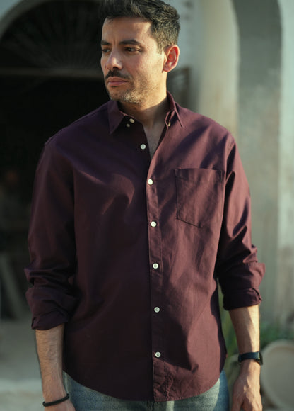 Button-up . Oxford shirt - Burgundy
