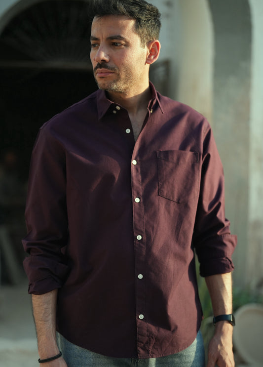Button-up . Oxford shirt - Burgundy