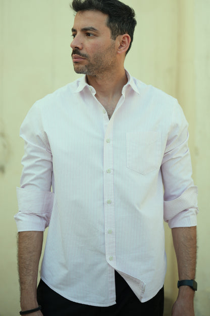 Coastal Stripe Oxford Shirt - Rose