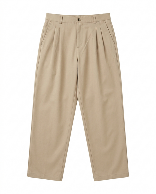 Relaxed Pleated Trousers - Beige