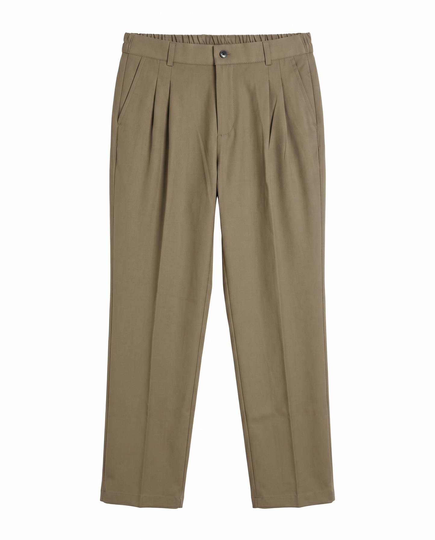 Relaxed Pleated Trousers - Olive Khaki