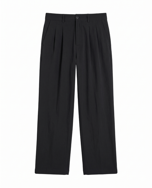 Wide Leg Pleated Pants – soft Old Money Style - black