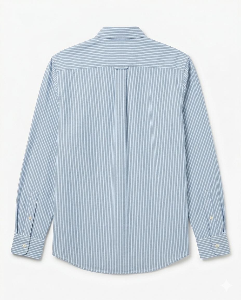 Button-up . Oxford shirt -Blue striped