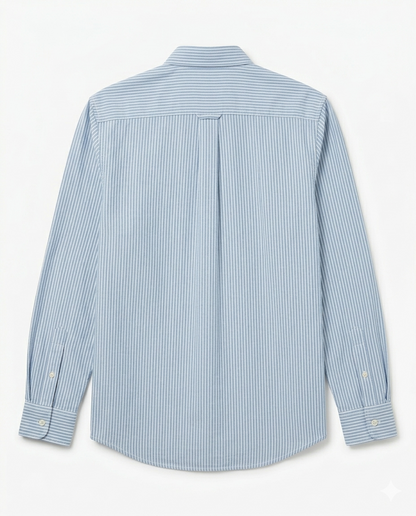Button-up . Oxford shirt -Blue striped
