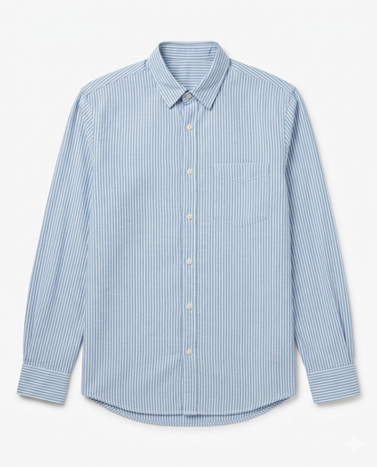 Button-up . Oxford shirt -Blue striped