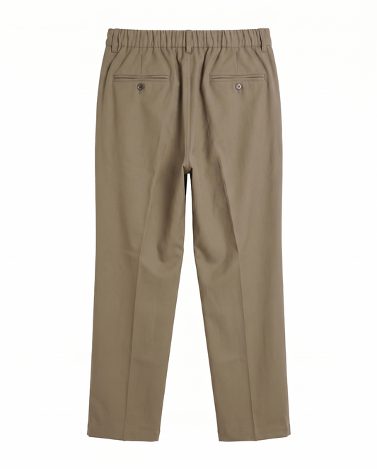 Relaxed Pleated Trousers - Olive Khaki