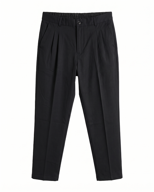Relaxed Pleated Trousers - Black