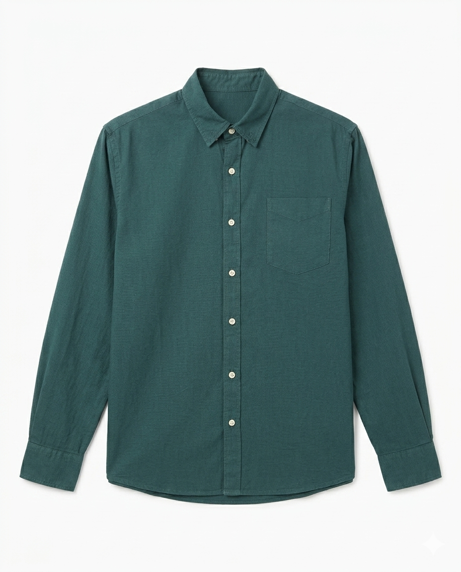 Button-up . Oxford shirt -Dark Olive