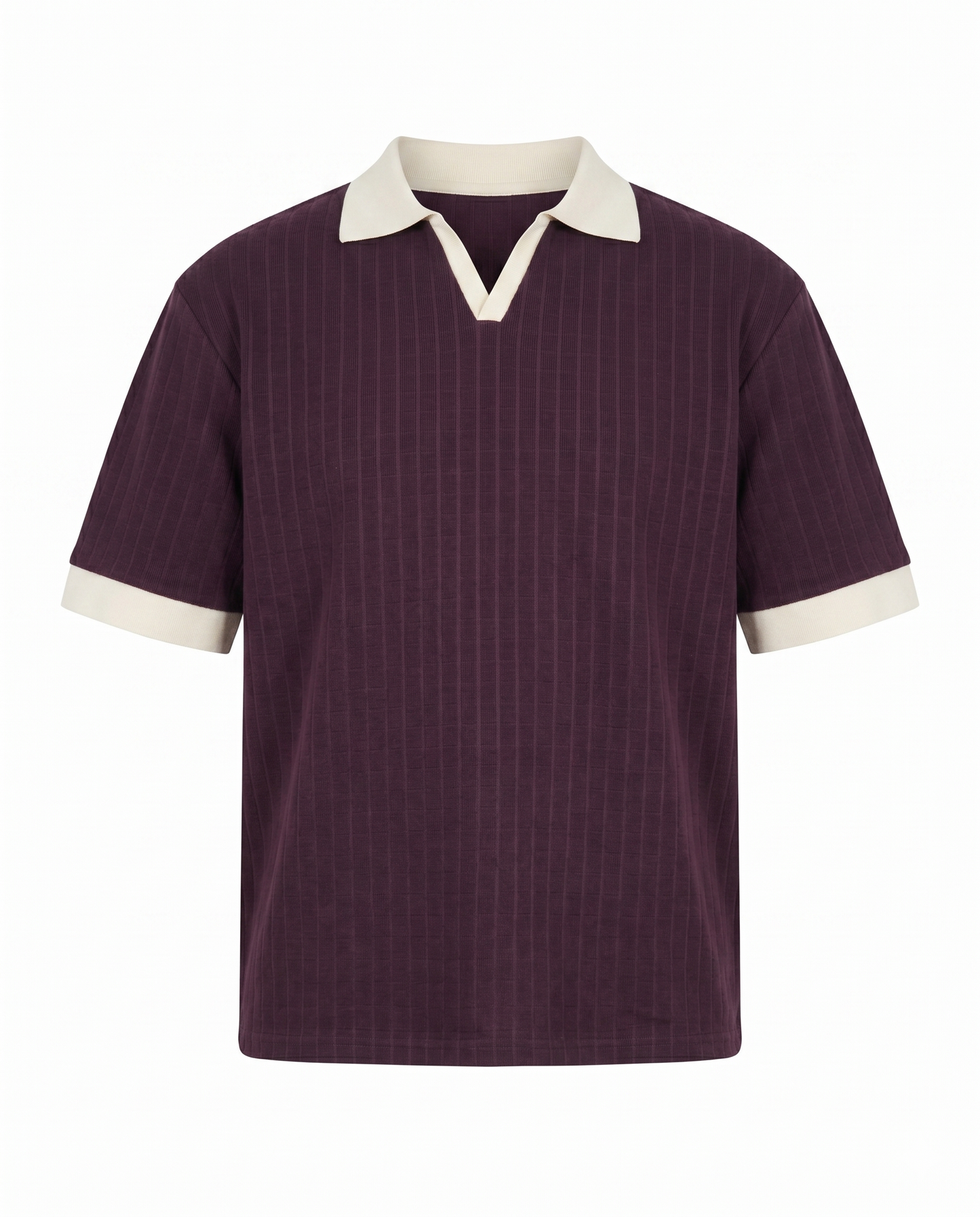 Textured Cotton Polo – Relaxed Fit - Burgundy