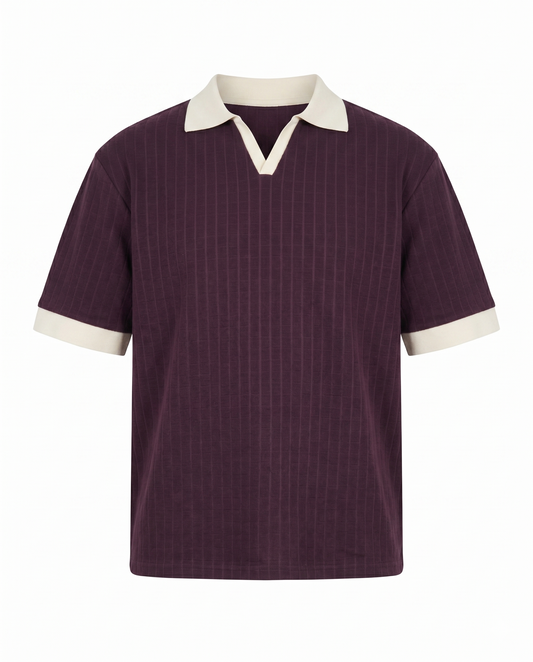Textured Cotton Polo – Relaxed Fit - Burgundy