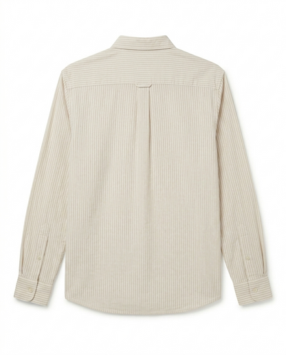 Button-up . Oxford shirt -Beige