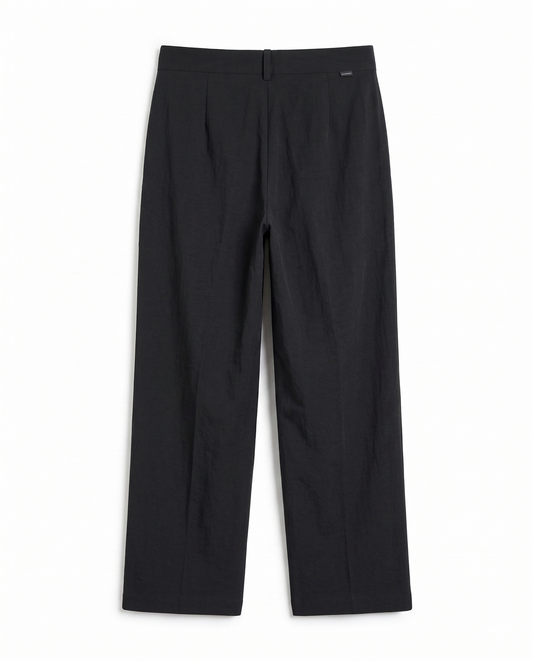 Wide Leg Pleated Pants – soft Old Money Style - black