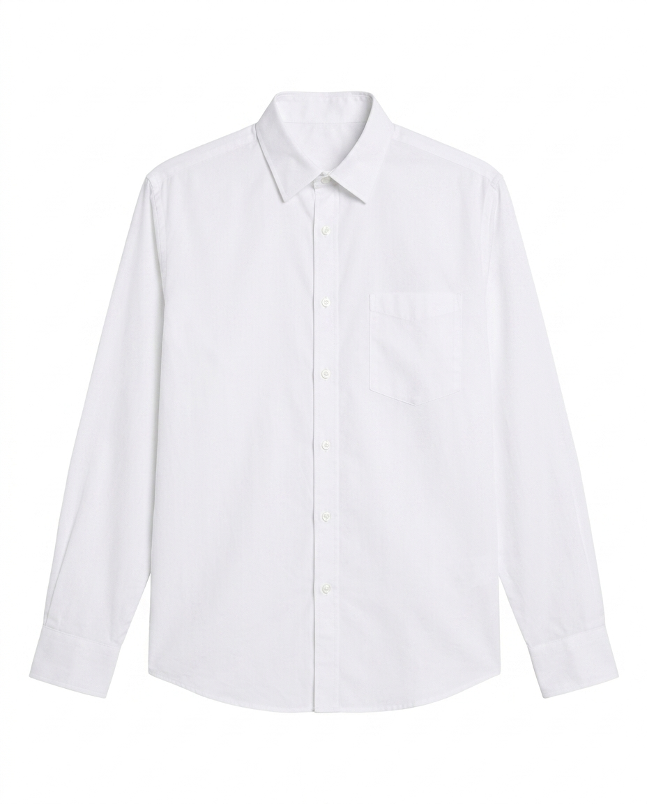 Button-up . Oxford shirt -White
