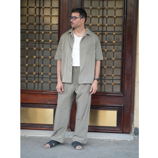 Assel Relaxed Summer Set - Olive grey